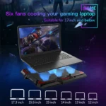 COOLCOLD 17inch Gaming Laptop Cooler Six Fan Led Screen Two USB Port 2600RPM Laptop Cooling Pad Notebook Stand For Laptop - Image 6