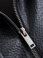 Women's Jacket Fall 2025 New Black Long Sleeve Pebble Faux Leather Jacket Motorcycle Style Personality Fashion - Image 5