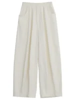 CHIC VEN Women White Pants Solid Casual Elastic Waist High Waisted Pleated Wide Leg Female Trousers  Fold Summer 2025 Clothing - Image 5