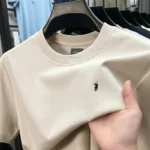 High end silky cotton breathable short sleeve T-shirt men summer designer Paul brand embroidered fashion casual round neck top - Image 8