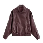 HH Autumn Faux Leather Jacket For Women Casual Solid Long Sleeve Zipper Pu Leather Coats New Fashion Female Streetwear - Image 11