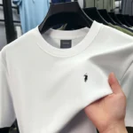 High end silky cotton breathable short sleeve T-shirt men summer designer Paul brand embroidered fashion casual round neck top - Image 2