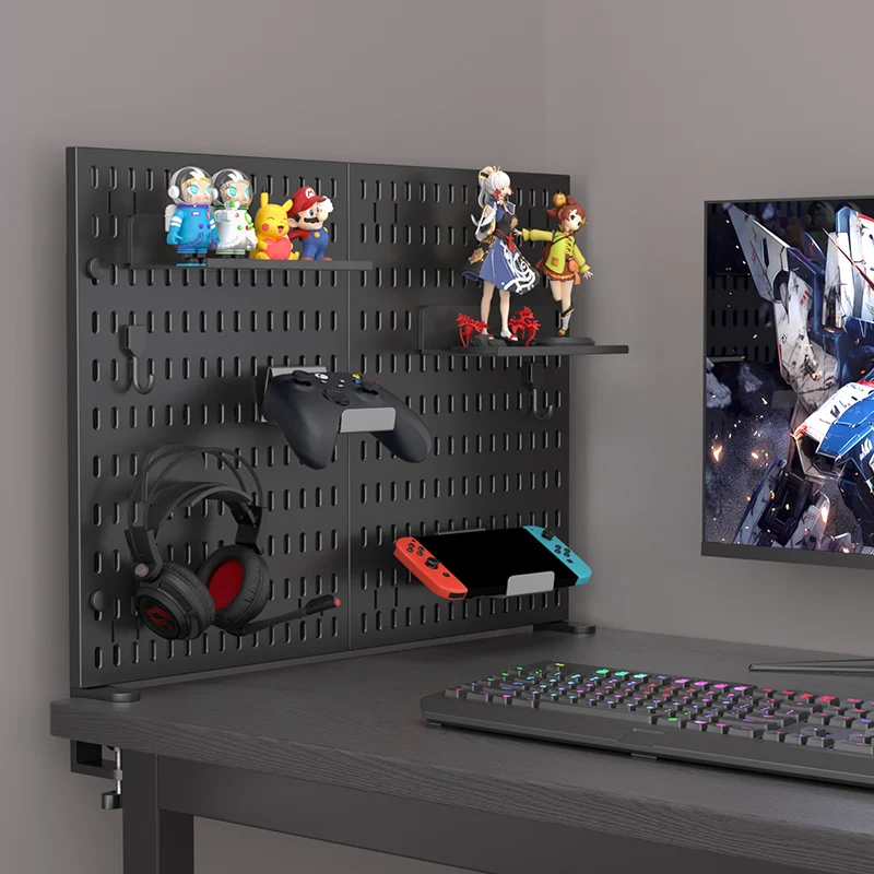 S3d8cde1b47a7450283f05cbd93da48d2D.webp Pegboard combination desktop storage kit, vertical and clip-type pegboard display panels, suitable for home office storage. - Image 1
