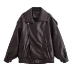 HH Autumn Faux Leather Jacket For Women Casual Solid Long Sleeve Zipper Pu Leather Coats New Fashion Female Streetwear - Image 8