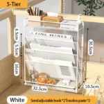 Desk File Organizer Mesh 5-Tier, Hanging Wall Mount Document Organization Stand, Desktop Vertical Mail Paper Folder Holder Rack - Image 12