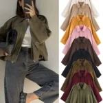 TFMLN Women Suede Bomber Jacket Spring New Fashion Long Sleeve Zipper Oversize Solid Bomber Coat Chic Lady 2025 Streetwear