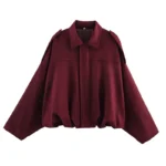 Women's Bomber Jackets Coats Fashion Turn-down Collar Long Sleeve Loose Coats Vintage Female Outerwear Chic Tops - Image 10