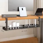Under Desk Cable Management Tray No Drill Iron Power Strip Holder Wire Cord Organizer Clamp Mount for Home Office Desk - Image 7