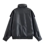 Women's Jacket Fall 2025 New Black Long Sleeve Pebble Faux Leather Jacket Motorcycle Style Personality Fashion - Image 2