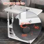 이동식 사이드 테이블 높이조절 책상 Mobile Bedside Table, Household Lifting Computer Desk - Simple Double-layer Small Office Desk -80x40 - Image 3