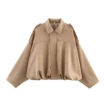 Women's Bomber Jackets Coats Fashion Turn-down Collar Long Sleeve Loose Coats Vintage Female Outerwear Chic Tops - Image 11