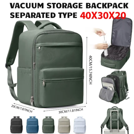 Ryanair 40x30x20 Travel Backpack Vacuum Compression Backpack with Pump,  Wizzair Cabin Bag 15.6" Laptop Travel Bag，Storage Bag