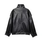 TFMLN Chic Black Faux Leather Jackets Women Long Sleeve Buttons Elastic Oversized Coats Fashion 2025 Autumn Winter Streetwear - Image 4
