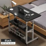 이동식 사이드 테이블 높이조절 책상 Mobile Bedside Table, Household Lifting Computer Desk - Simple Double-layer Small Office Desk -80x40 - Image 7