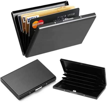 Anti-Scan RFID Blocking Card Holder - Aluminum Metal Wallet for 6 ID/Bank Cards Business Credit Card Case with Secure Protection