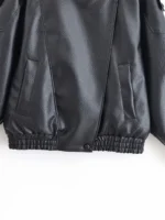 Women's Jacket Fall 2025 New Black Long Sleeve Pebble Faux Leather Jacket Motorcycle Style Personality Fashion - Image 4