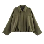 Women's Bomber Jackets Coats Fashion Turn-down Collar Long Sleeve Loose Coats Vintage Female Outerwear Chic Tops - Image 5