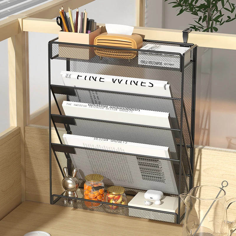 Sbd5e1cb19b4b4c5d8ba825f67528683ck.webp Desk File Organizer Mesh 5-Tier, Hanging Wall Mount Document Organization Stand, Desktop Vertical Mail Paper Folder Holder Rack - Image 1