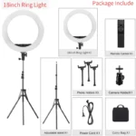 18 inch Ring Light with Tripod Stand 55W 3000-5800K CRI 90 Photo Studio Light for Vlog Video Shooting Makeup Selfie Ring Light - Image 8