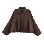 TFMLN Women Suede Bomber Jacket Spring New Fashion Long Sleeve Zipper Oversize Solid Bomber Coat Chic Lady 2025 Streetwear - Image 9