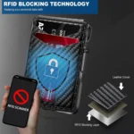 RFID Blocking Mens Wallet | Minimalist Slim Smart Pop-Up Card Holder, Metal Credit Card Wallet with Money Clip for Men - Image 5