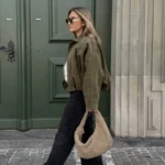 Women's Bomber Jackets Coats Fashion Turn-down Collar Long Sleeve Loose Coats Vintage Female Outerwear Chic Tops - Image 3