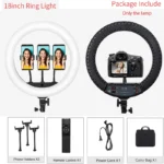18 inch Ring Light with Tripod Stand 55W 3000-5800K CRI 90 Photo Studio Light for Vlog Video Shooting Makeup Selfie Ring Light - Image 7