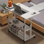 Small Office Desk Adjustable Height Side Mobile Stand Up Desk with Wheels  Portable Rolling Desks Laptop Computer Bedside - Image 6