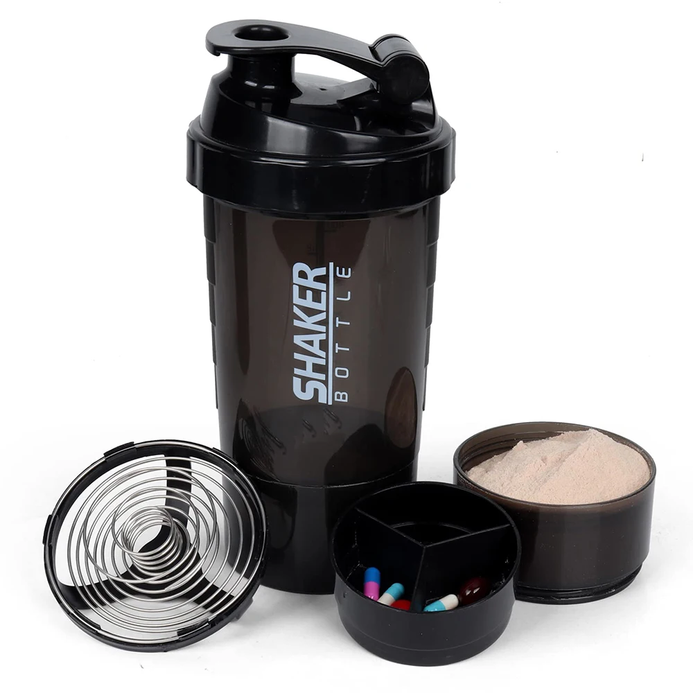 Sefcf93c32ebc4500aea526d65d9150c3K-4.webp 3 Layers Shaker Protein Bottle Powder Shake Cup Water Bottle Plastic Mixing Cup Body Building Exercise Bottle - Image 1