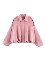 TFMLN Women Suede Bomber Jacket Spring New Fashion Long Sleeve Zipper Oversize Solid Bomber Coat Chic Lady 2025 Streetwear - Image 2