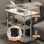 Small Office Desk Adjustable Height Side Mobile Stand Up Desk with Wheels  Portable Rolling Desks Laptop Computer Bedside - Image 4