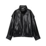 TFMLN Chic Black Faux Leather Jackets Women Long Sleeve Buttons Elastic Oversized Coats Fashion 2025 Autumn Winter Streetwear - Image 3